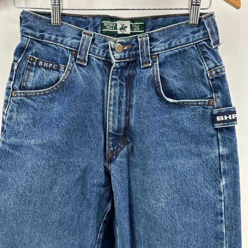 Vintage Beverly‎ Hills Polo Club Jeans Mens 28x32 Blue Raw Hem USA Made Denim